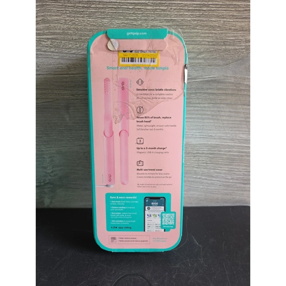 quip Sonic Rechargeable Toothbrush Pink Smart Electric Metal New In Box E8